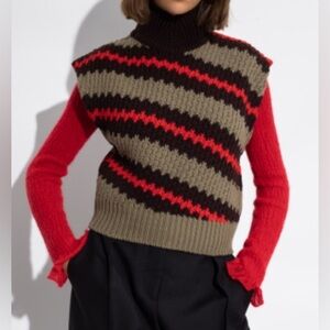 Salvatore Ferragamo Jumper Virgin Wool Crochet Sweater Vest Size Small